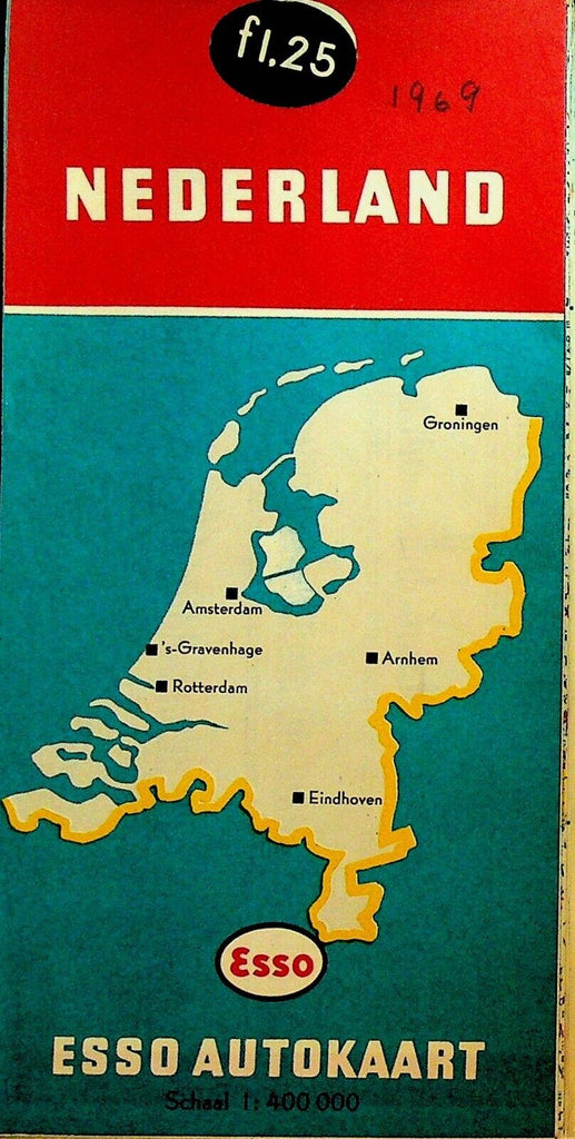 Esso Gas Station Map Nederland 1969 Netherlands