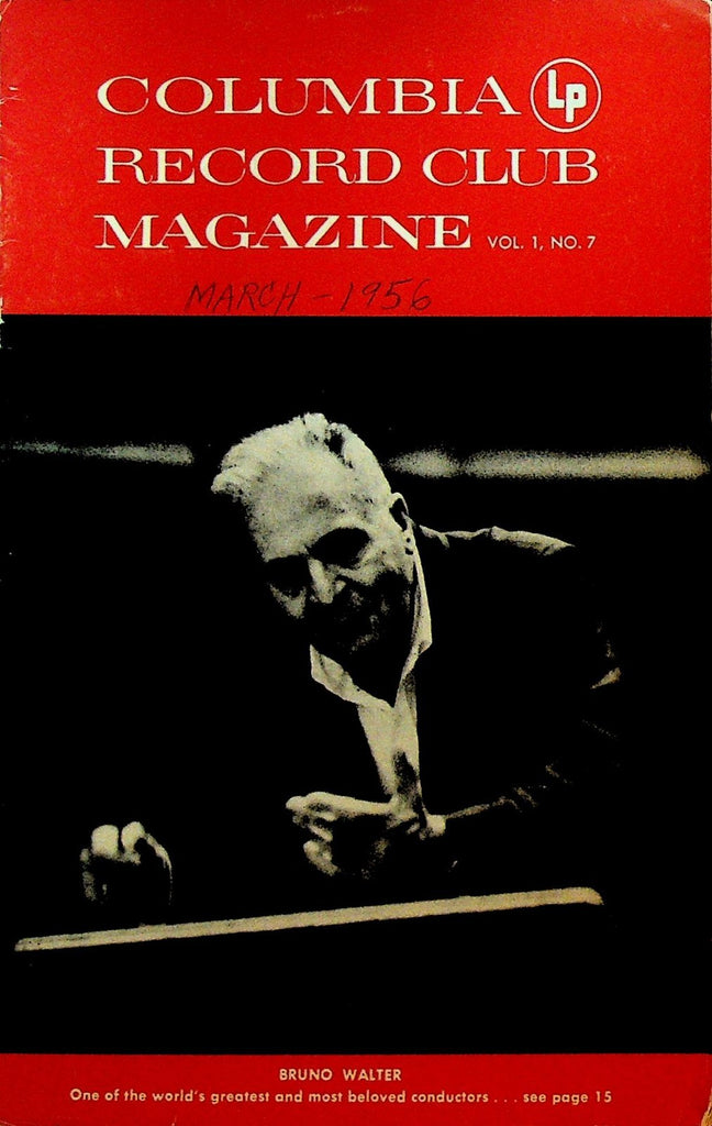 Columbia Record Club Magazine Vol 1 #7 1956 Bruno Walter0