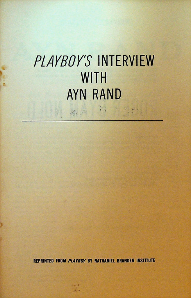 Playboy's Interview with Ayn Rand Booklet 1964 Nathaniel Branden Institute0
