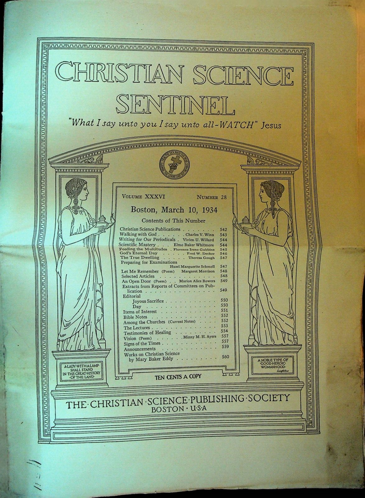 Christian Science Sentinel Magazine March 10 1934 Charles Winn Fred Decker