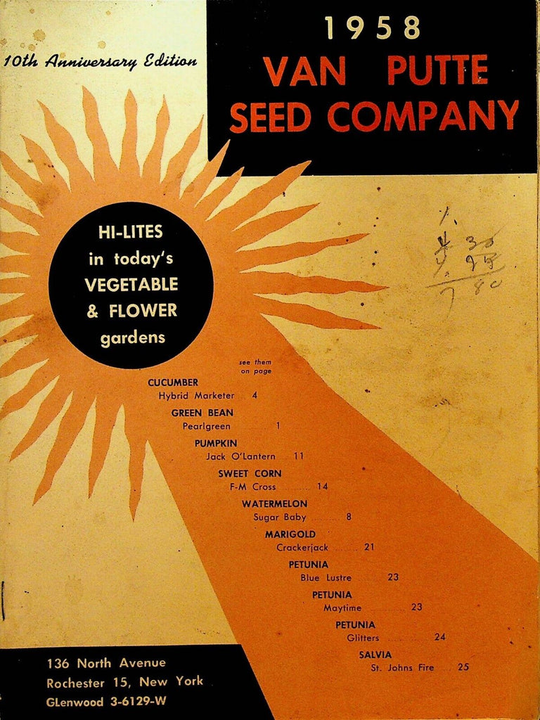 Van Putte Seed Company Catalog 1958 Rochester NY Vegetables Flowers