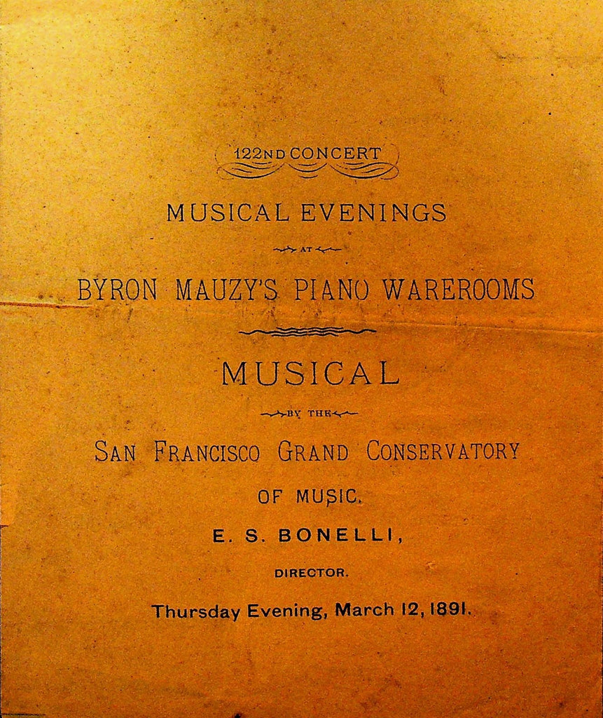 San Francisco Grand Conservatory of Music Concert Program March 12 18910