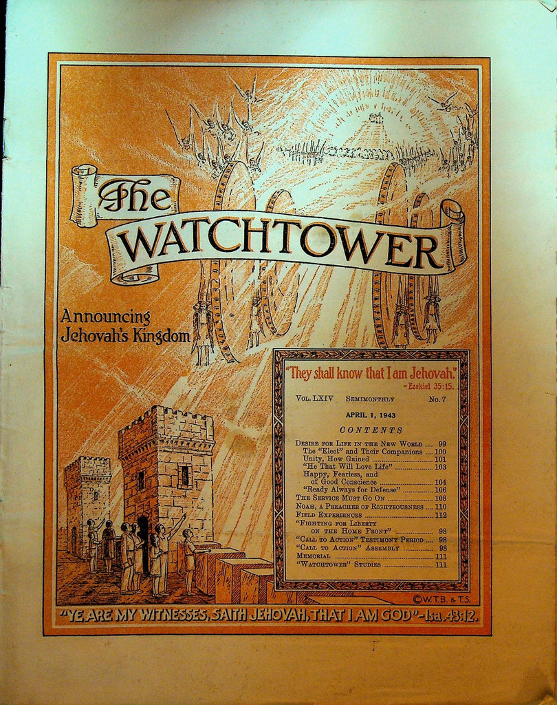 The Watchtower Magazine Jehovah's Witness April 1 1943 Life in New World0