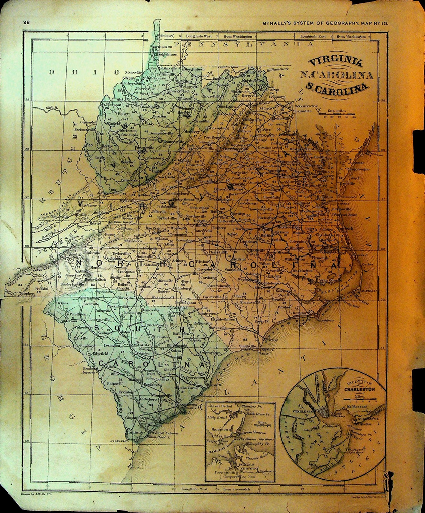 McNally's System of Geography 1800s Map 10 Virginia North & South Carolina0