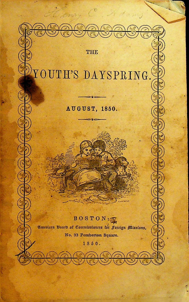 Youth's Dayspring August 1850 Foreign Missions Magazine Bengal India Boy China0