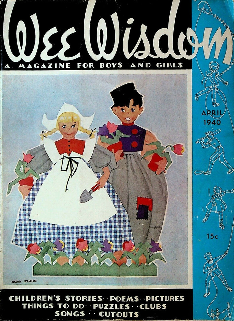 Wee Wisdom Magazine April 1940 Dutch Tulips  Paper Doll Dorothy Wagstaff0