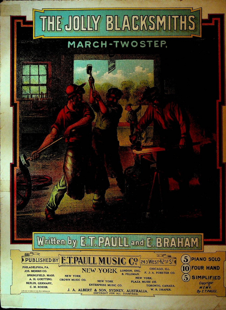 The Jolly Blacksmiths March Two Step Sheet Music ET Paull 1905
