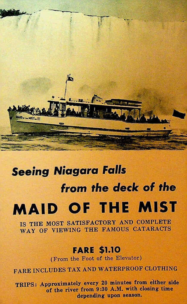 Maid of the Mist Niagara Falls 1950s Ad Flyer