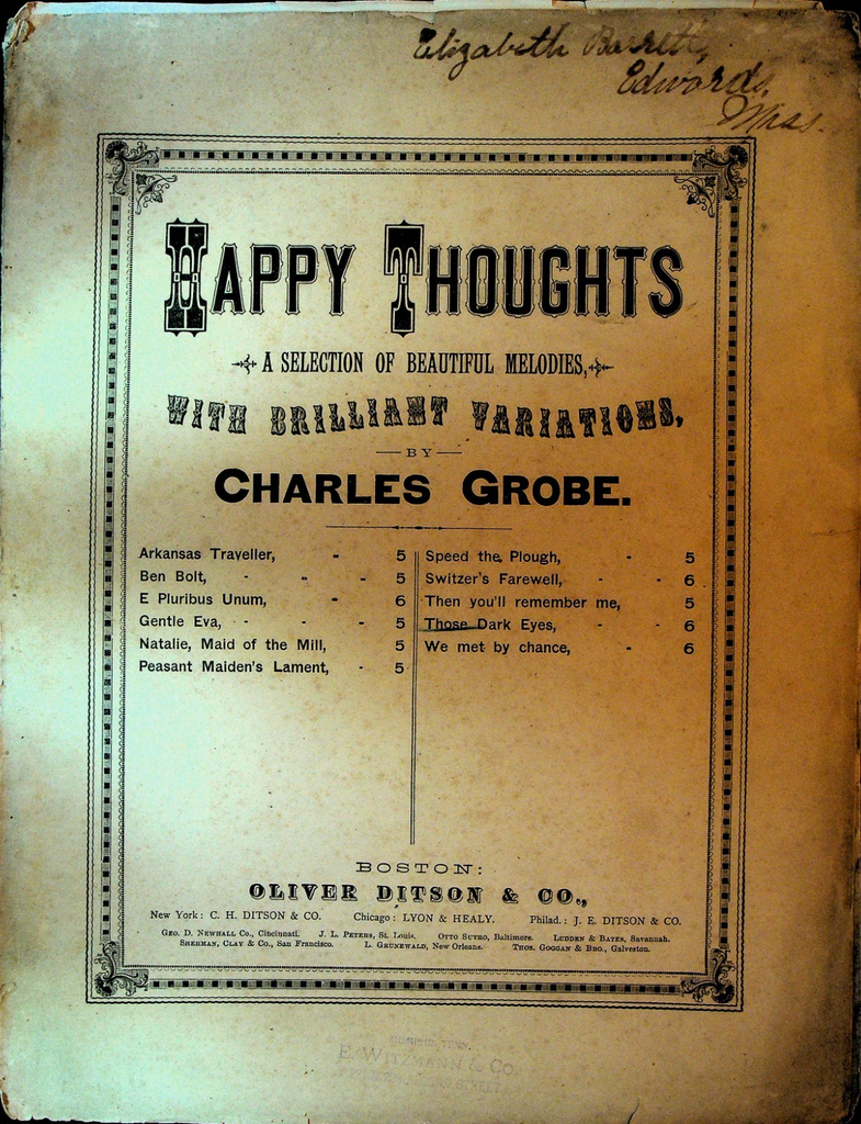 Those Dark Eyes Sheet Music by Charles Grobe 1867 Oliver Ditson0
