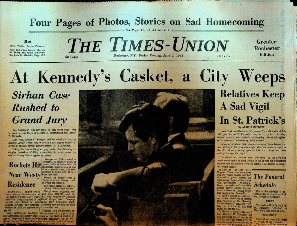 Rochester Times Union June 7 1968 RFK Assassination Robert Kennedy Casket0