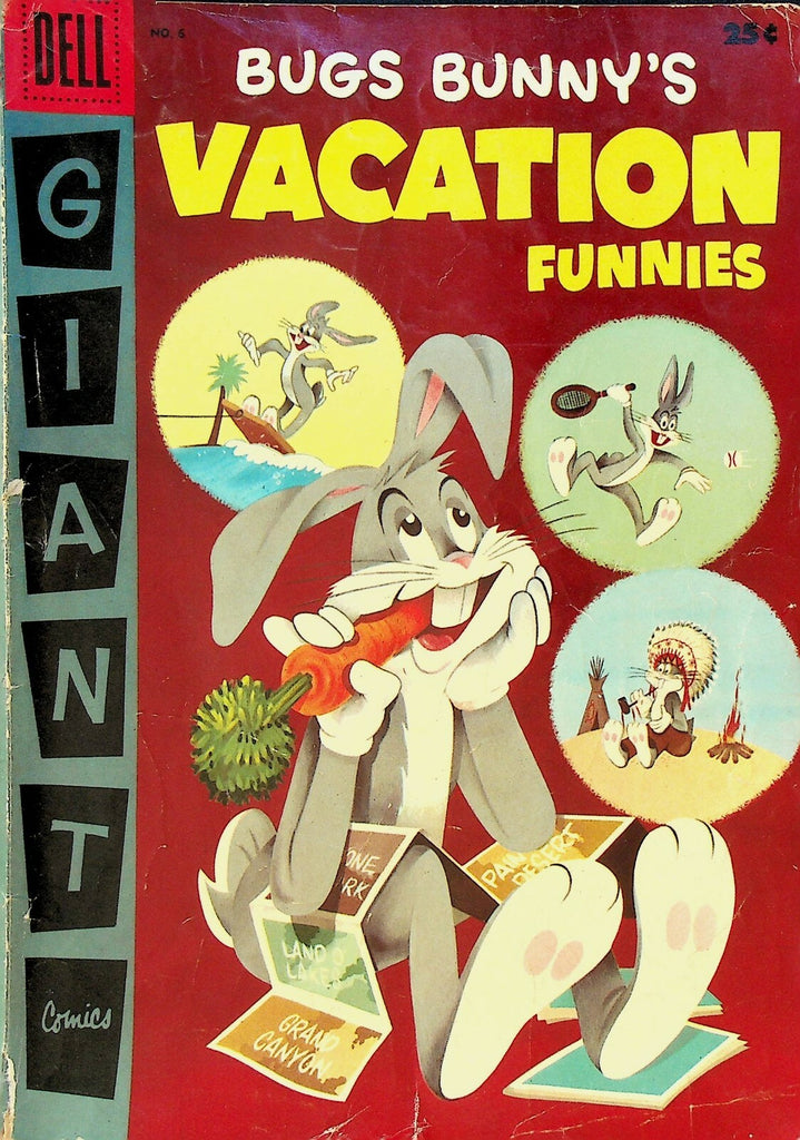 Bugs Bunny Vacation Funnies 6 1956 Tennis Water Skiing Dell Giant0