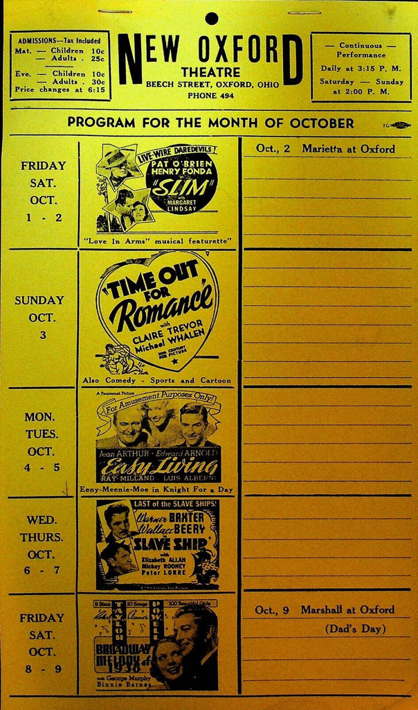 New Oxford Theatre Ohio Monthly Movie Herald Shirley Temple Henry Fonda