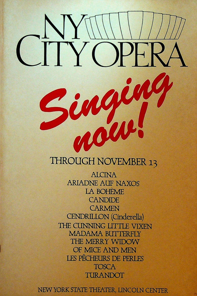 Alcina New York City Opera Playbill October 5 1983 Carol Vaness Erie Mills0