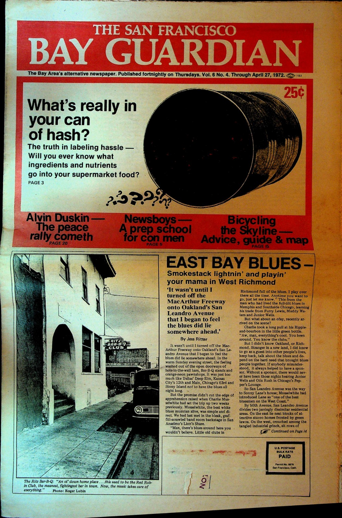 San Francisco Bay Guardian April 27 1972 Lorenzo Milam Alvin Duskin0