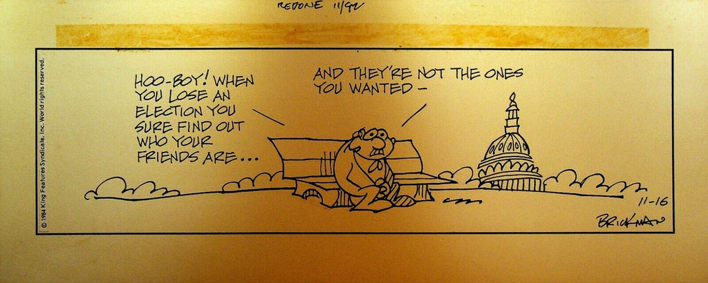 The Small Society Original Comic Strip Art November 16 1984 Lost Election