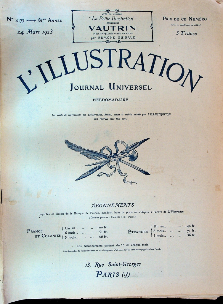 L'Illustration Magazine March 24 1923 Occupation of the Ruhr Timbuktu 1st Car0