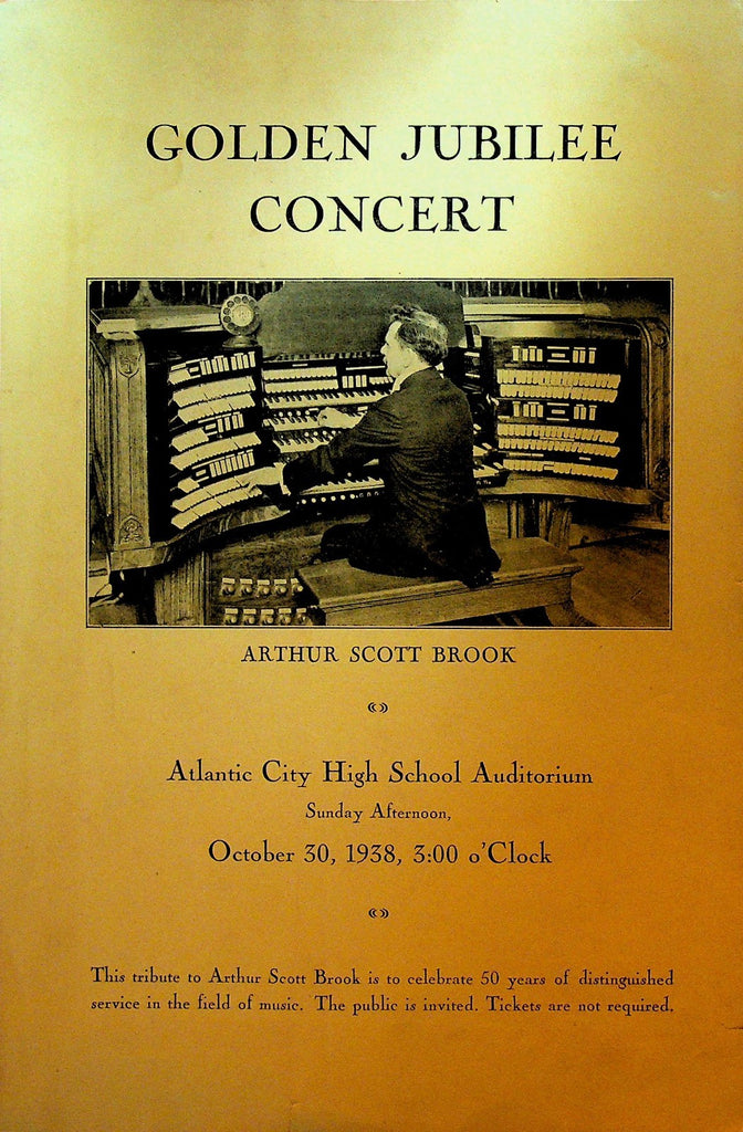 Arthur Scott Brook Golden Jubilee Concert Program 1938 Organist Atlantic City0
