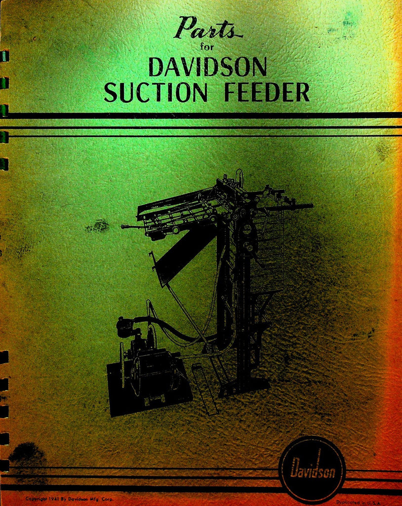 Parts for Davidson Suction Feeder Booklet 19410