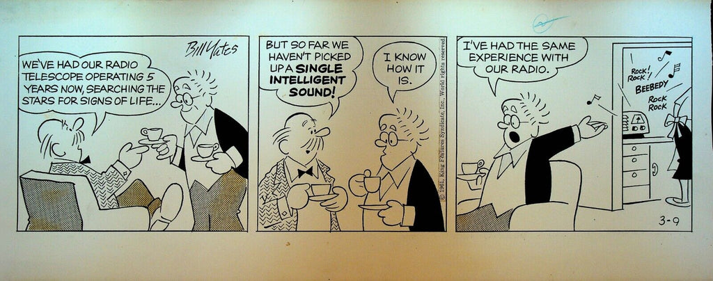 Professor Phumble Original Comic Strip Art Bill Yates March 9 1961 Radio