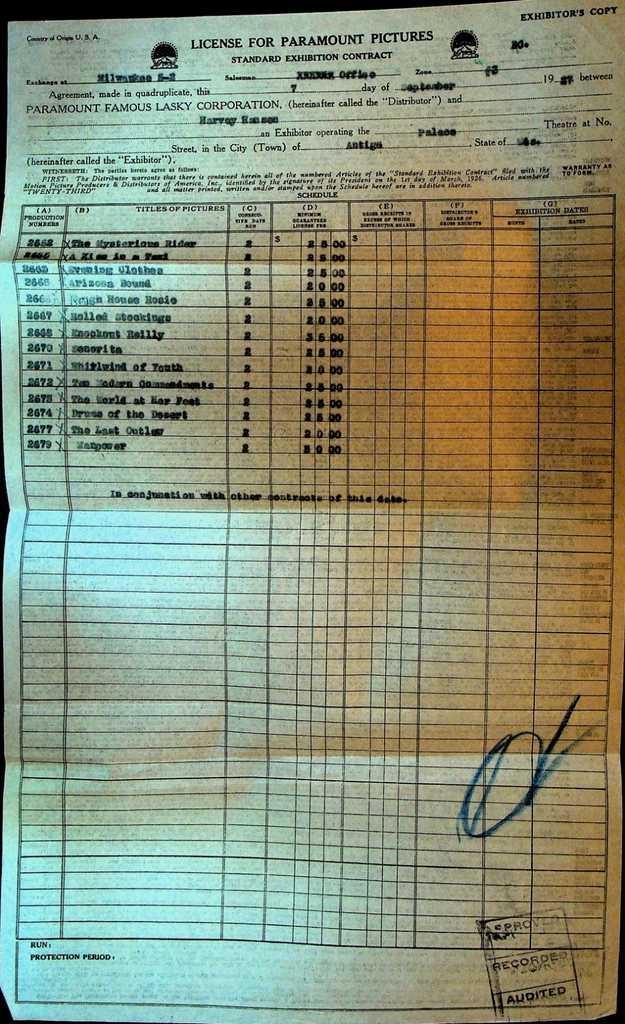 Paramount Pictures Contract September 7 1927 Drums at the Desert Arizona Bound0