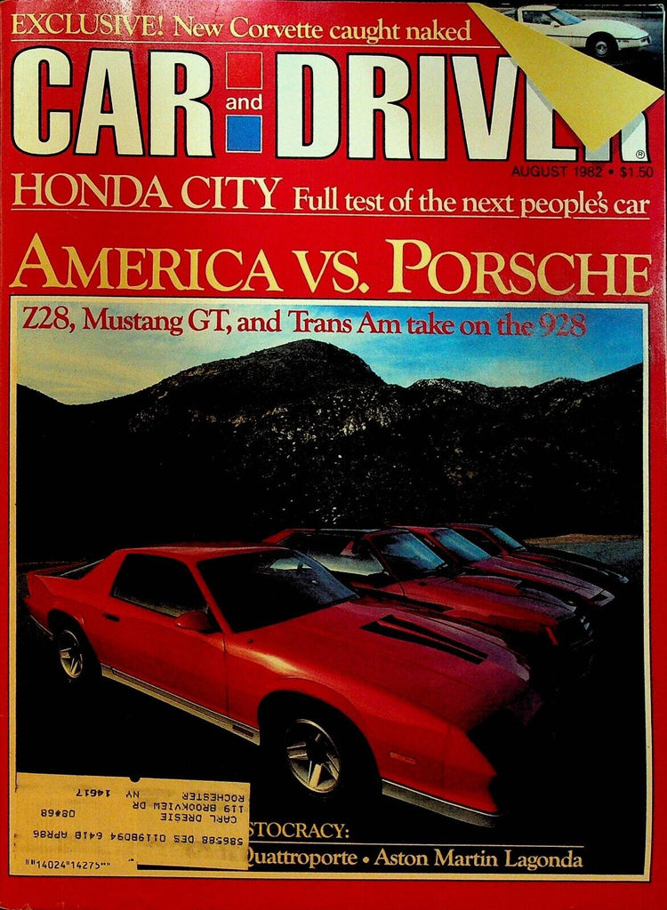 Car and Driver August 1982 Trans-Am Camaro Z28-E Maserati Quattroporte Corvette