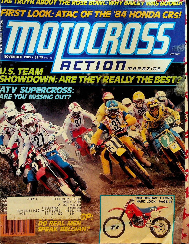 Motocross Action Magazine November 1983 David Bailey Jim Tarantino Danny LaPorte