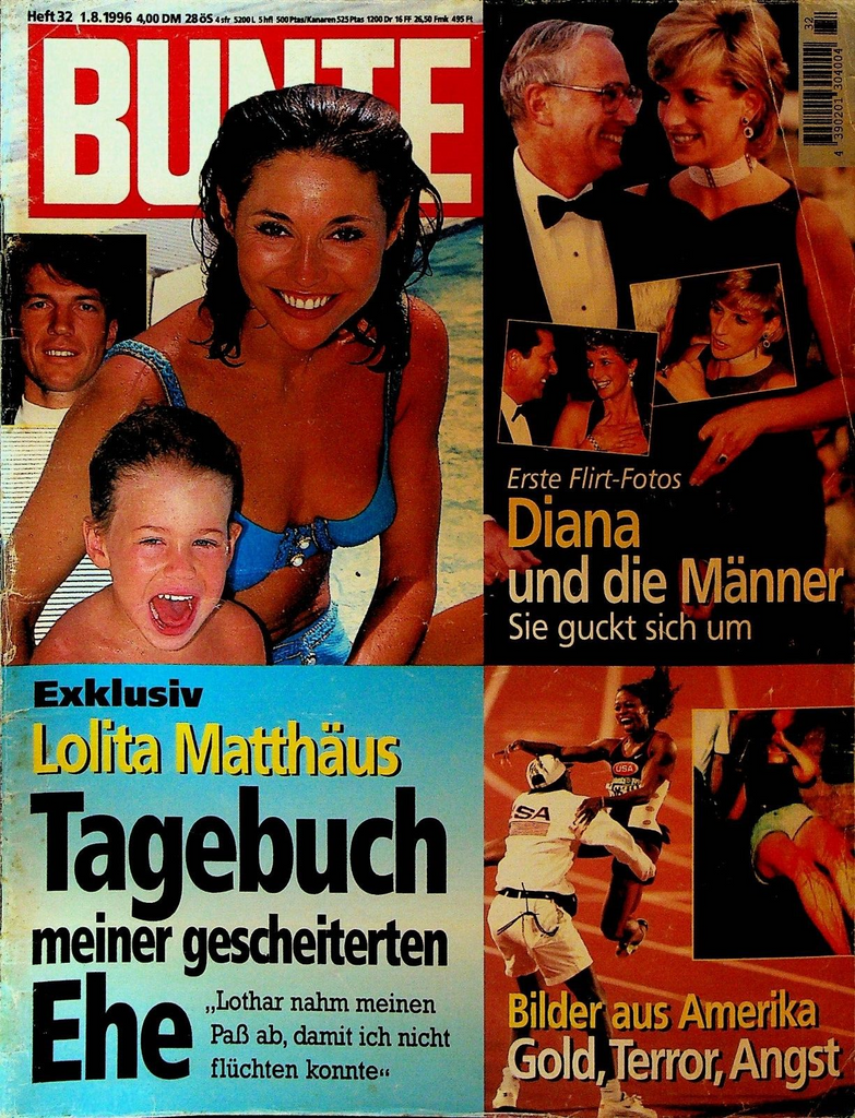 Bunte Magazine August 1 1996 Lolita Matthaus Princess Diana Michael Cromer0