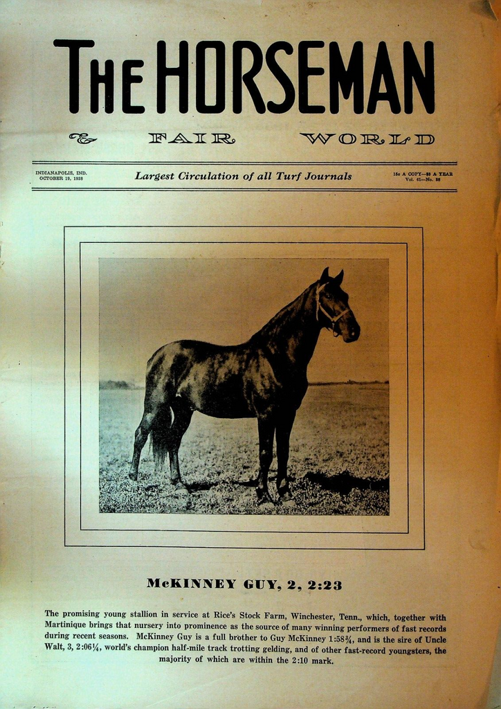 The Horseman & Fair World Turf Journal October 19 1938 Horse Racing McKinney Guy