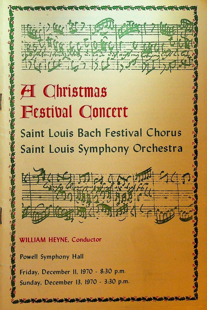 Christmas Festival Concert St Louis Bach Symphony Orchestra Program 1970