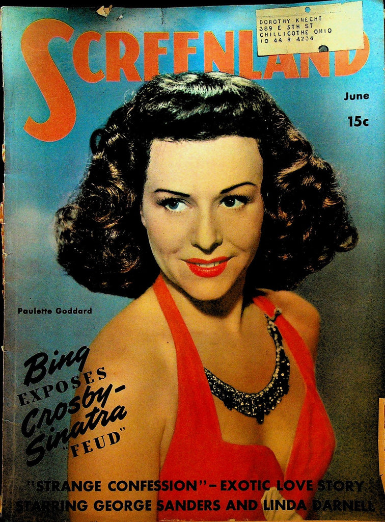 Screenland Magazine June 1944 Paulette Goddard Frank Sinatra Bing Crosby0