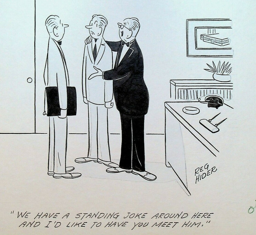Original Comic Art Gag Joke Panel Meet the Standing Joke in Office0