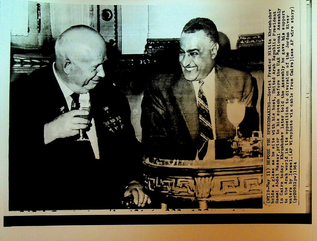 Nikita Khrushchev Wire Photo 1964 Gamal Abdel Nasser UAR President0
