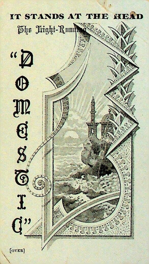 The Domestic Sewing Machine Co Business Card New York City WA Vernon 1890s