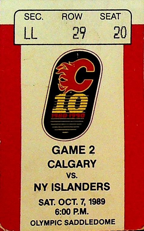 Calgary Flames v New York Islanders October 7 1989 Ticket Sylvain Lefebvre Debut0