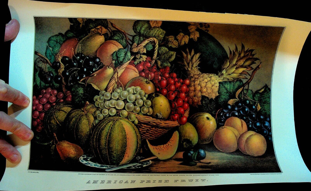 Currier & Ives Calendar Topper 1961 American Prize Fruit Grapes Pears Apples
