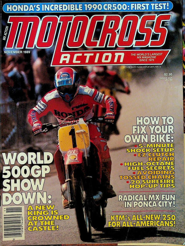 Motocross Action Magazine November 1989 Luc Verbeke KTM 250MX Honda CR500