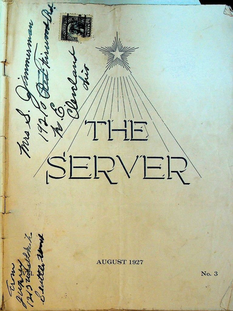 The Server August 1927 Order of the Star in the East Magazine