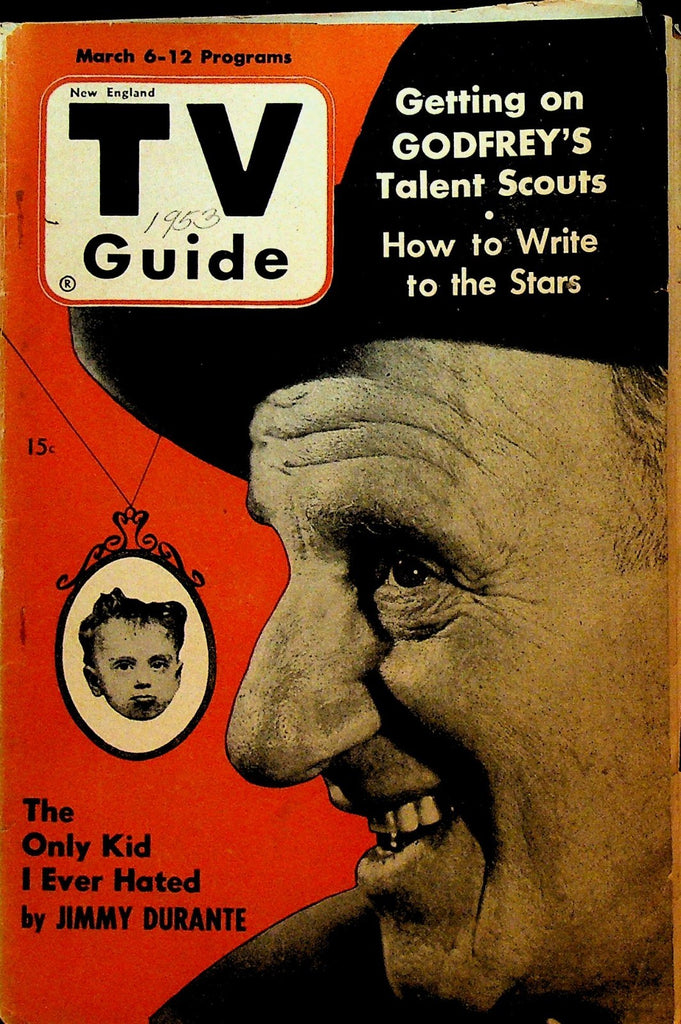 TV Guide March 6 1953 New England Pre-National Jimmy Durante0