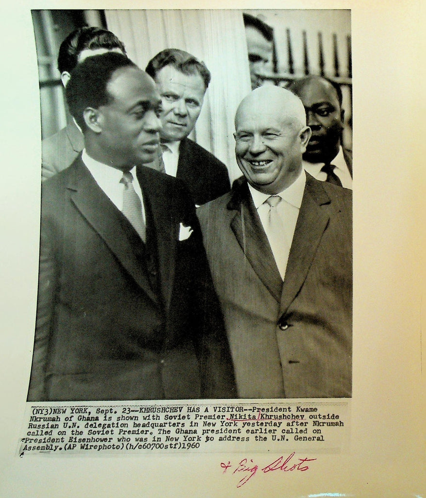 Nikita Khrushchev Wire Photo 1960 Kwame Nkrumah Ghana Leader UN0