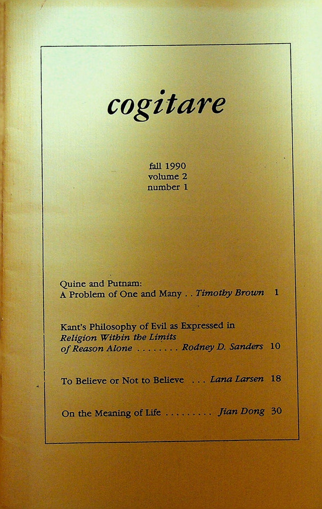 Cogitare Magazine Fall 1990 Lana Larsen Jian Dong Rodney Sanders0
