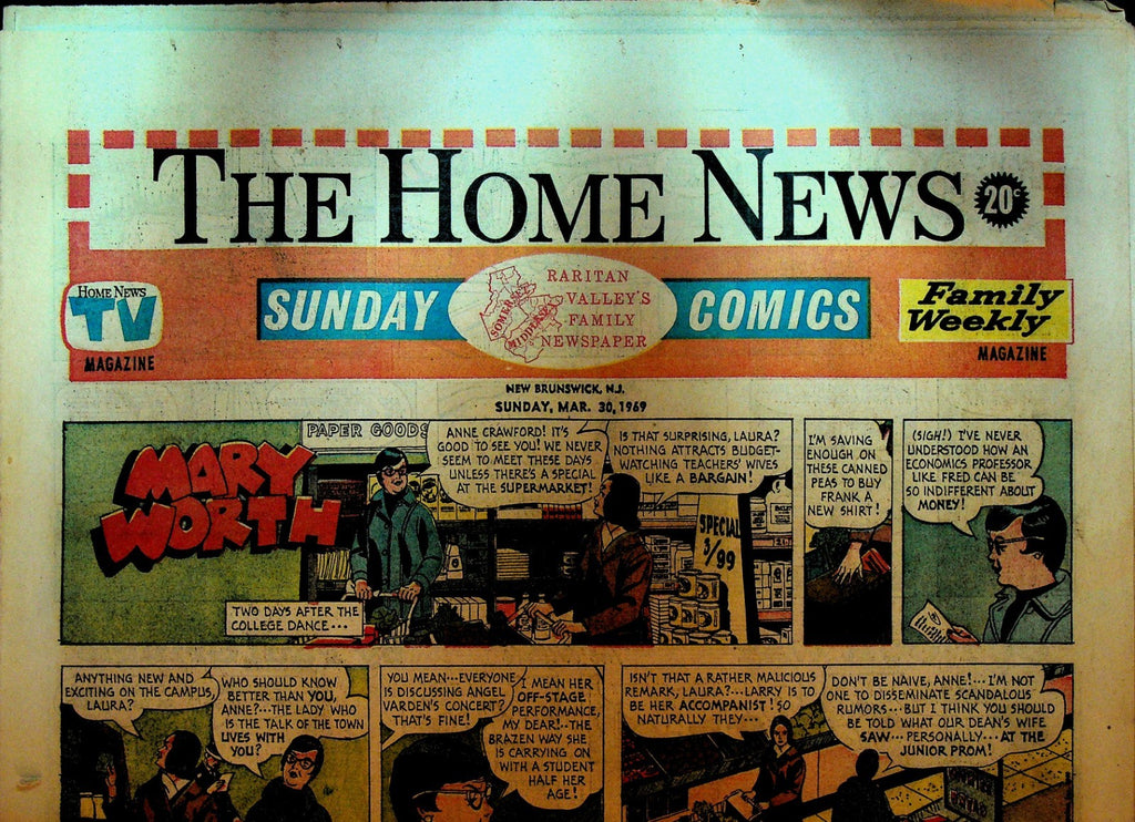 The Home News Sunday Comics New Brunswick NJ March 30 1969 Peanuts Mary Worth0