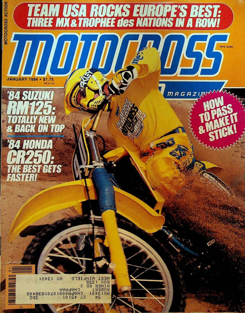 Motocross Action Magazine January 1984 Lance Moorewood Mark Barnett Suzuki