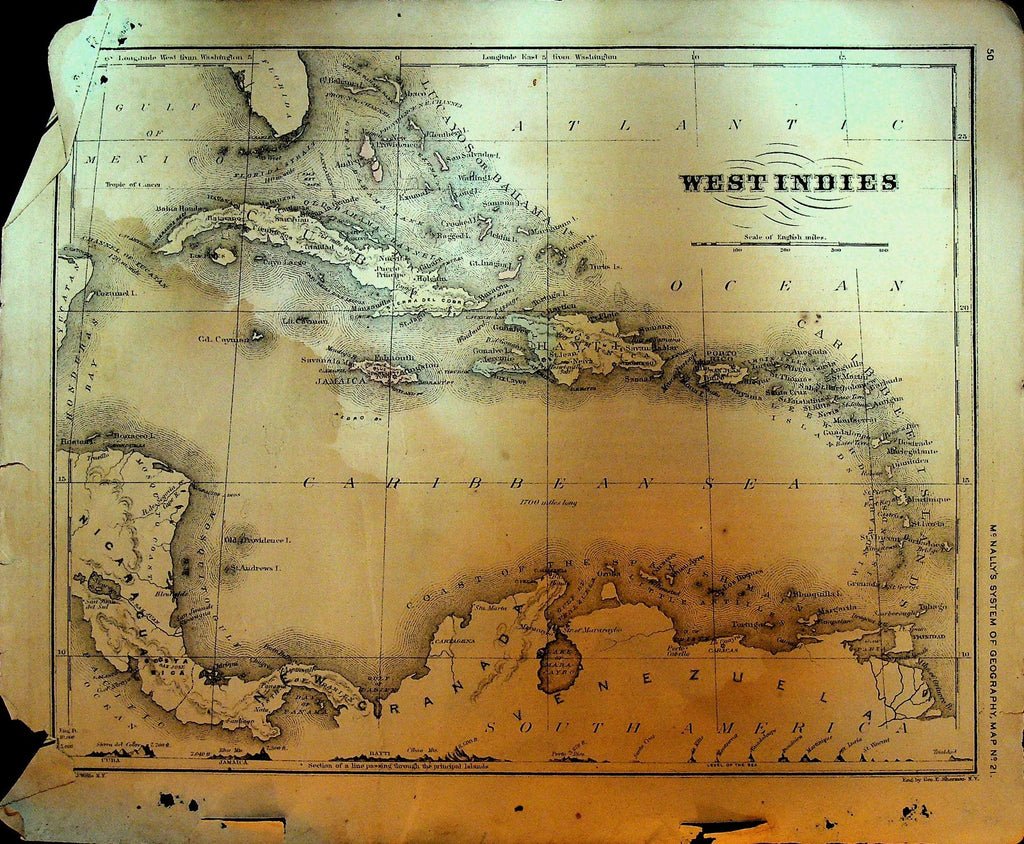 McNally's System of Geography 1860s Map 21 West Indies0