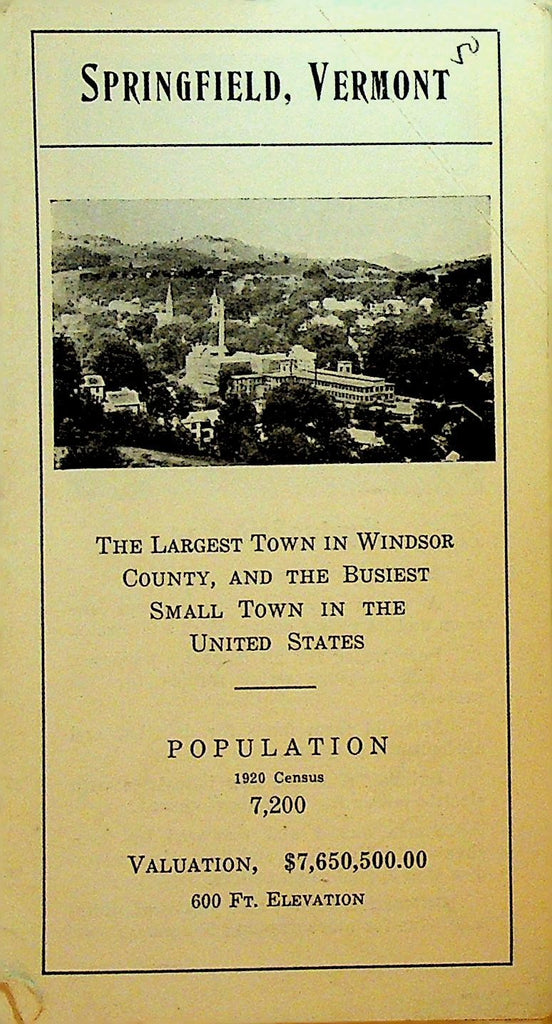 Springfield Vermont 1920 Brochure Windsor County0
