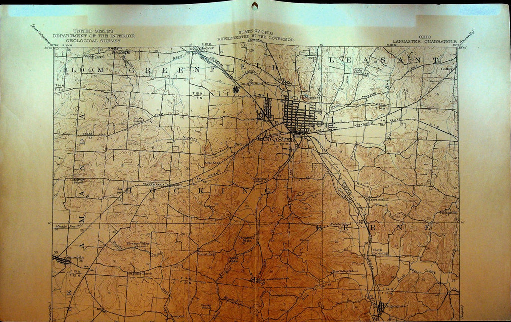 Ohio Department of the Interior Geological Survey Map 1950s Lancaster Quadrangle0