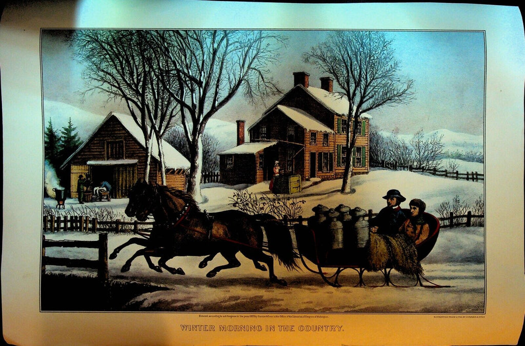 Currier & Ives Calendar Topper 1962 Winter Morning in the Country