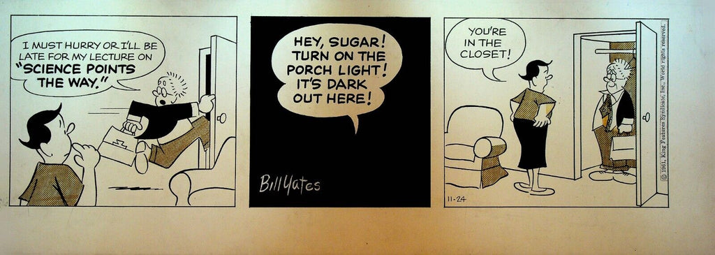 Professor Phumble Original Comic Strip Art Bill Yates November 24 1961 Science