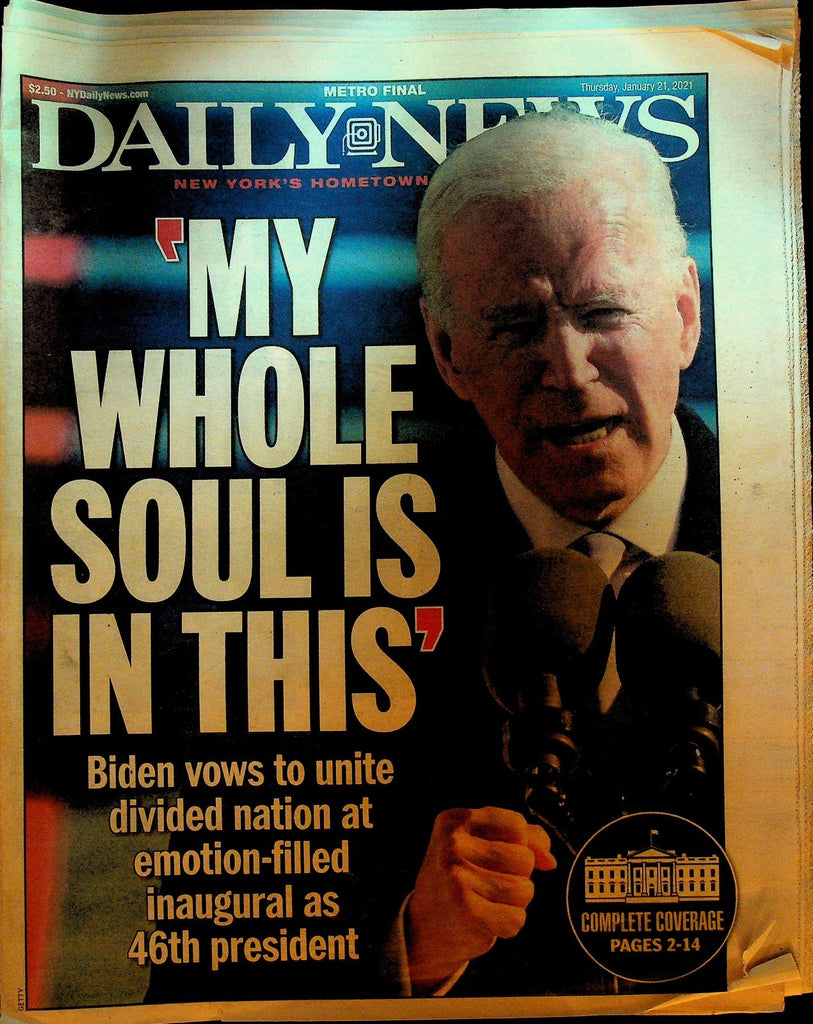 New York Daily News January 21 2021 Joe Biden Inauguration JA Happ0