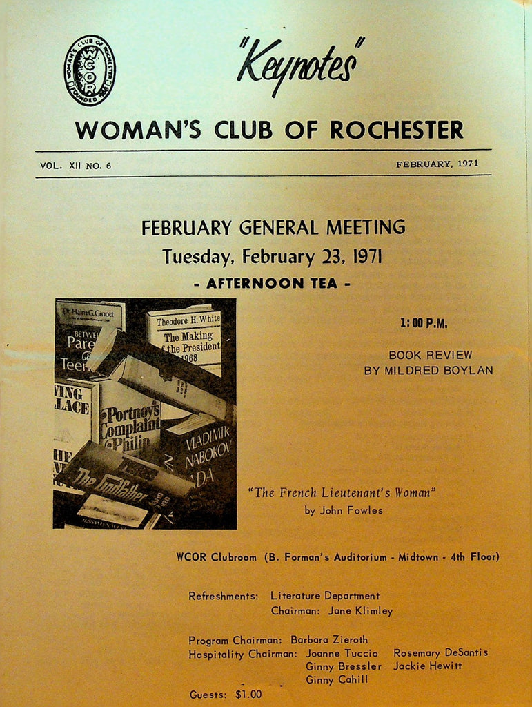 Woman's Club of Rochester NY Keynotes February 1971 Mildred Boylan0