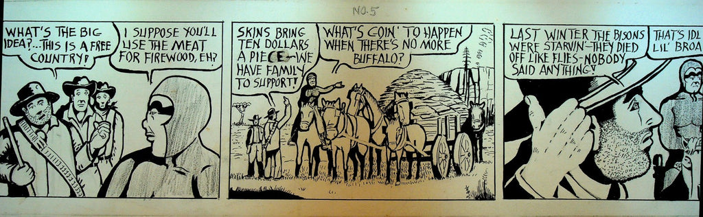 The Vanishing Bison Comic Strip Original Art John Krozel Buffalo #5 1970s0